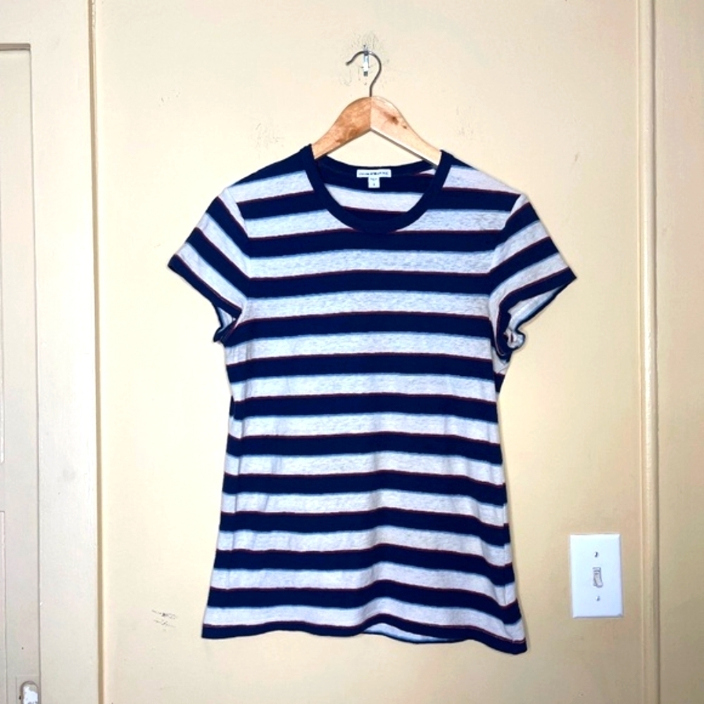 James Perse Navy and White Striped Top